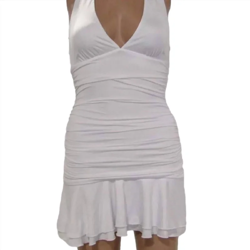 Women's Clothing With Trendy Designs Mini Halter Dress In White