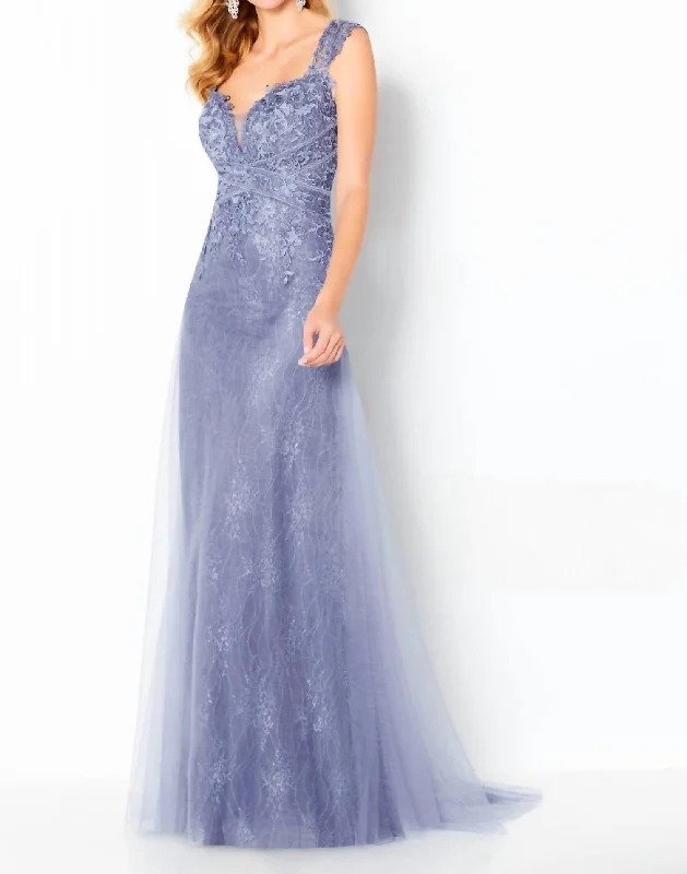 Women's Online Clothing Boutique Embroidered Lace A-Line Dress In Delphinium