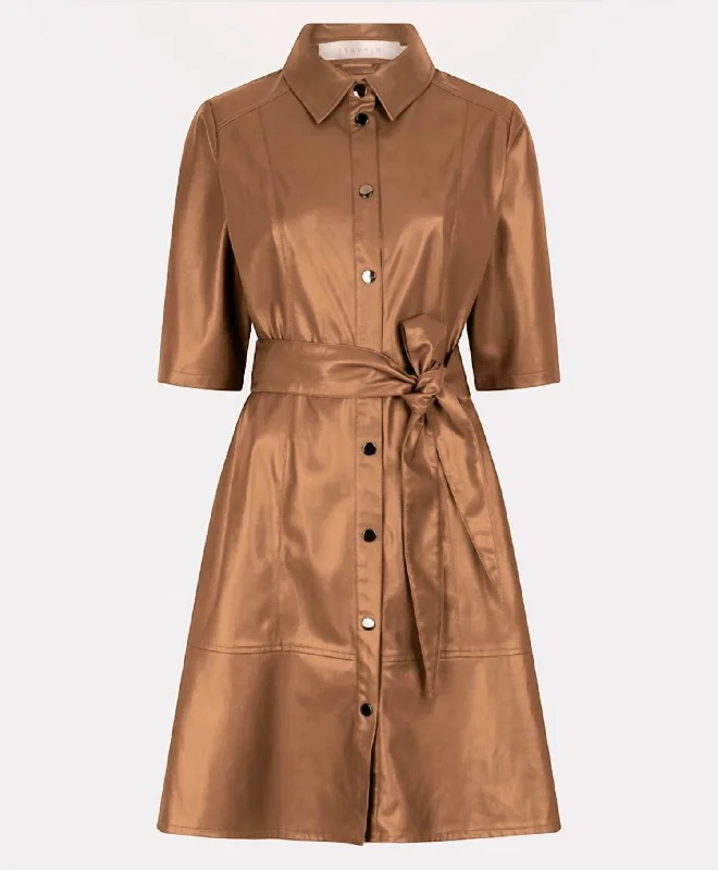 Clothing Woman Vegan Leather Dress In Brandy