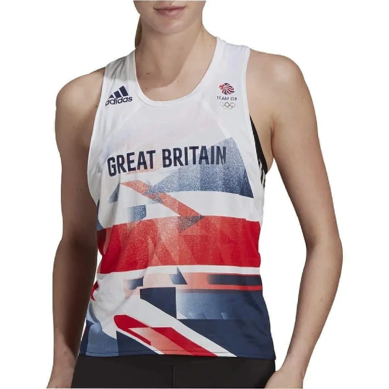 Women's Evening Apparel adidas Team GB Womens Running Vest Tank Top - White