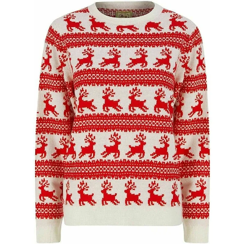 Women's Clothing For Work Christmas Leaping Reindeer Print Womens Christmas Jumper