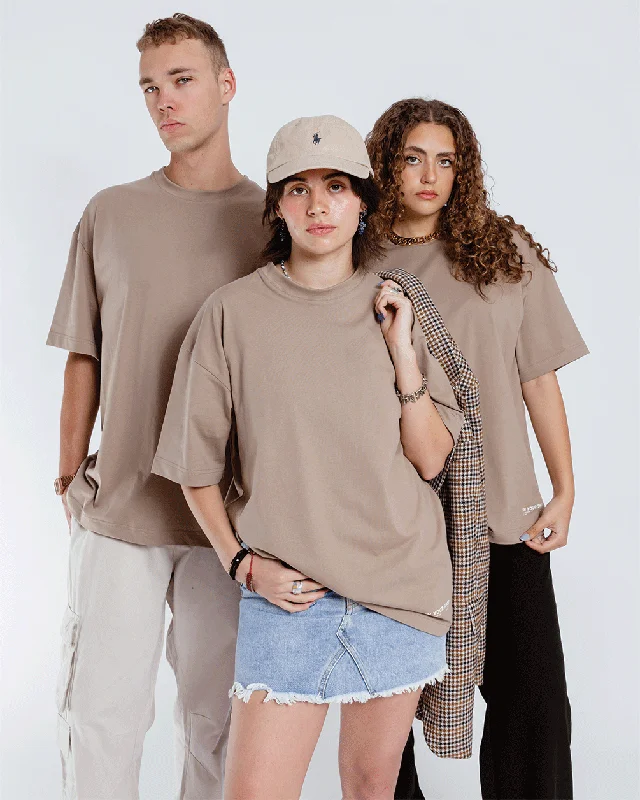 Comfortable Women's Clothing Khaki Basic Oversized Tee