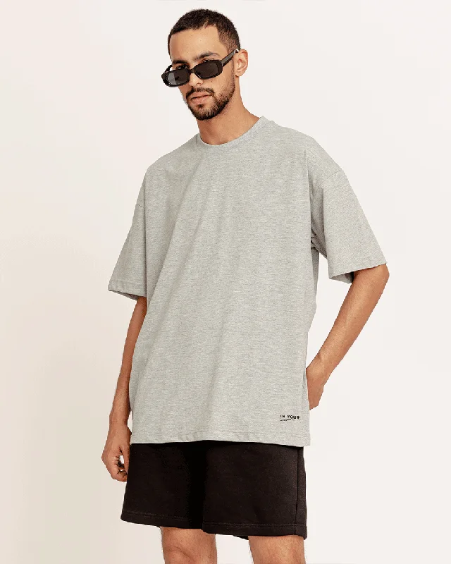 Women's Party Outfit Light Grey Basic Oversized Tee