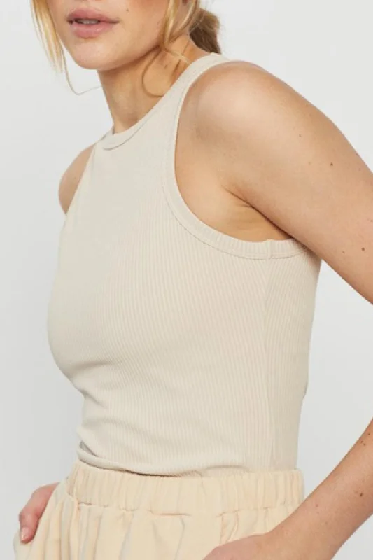 Women's Clothes For The Office Riley Ribbed Tank (Tan)