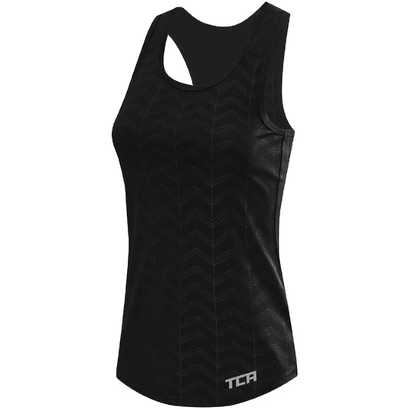 Casual Apparel For Women TCA Impulse Printed Racerback Womens Running Vest Tank Top - Black Casual Apparel For Women TCA Impulse Printed Racerback Womens Running Vest Tank Top - Black
