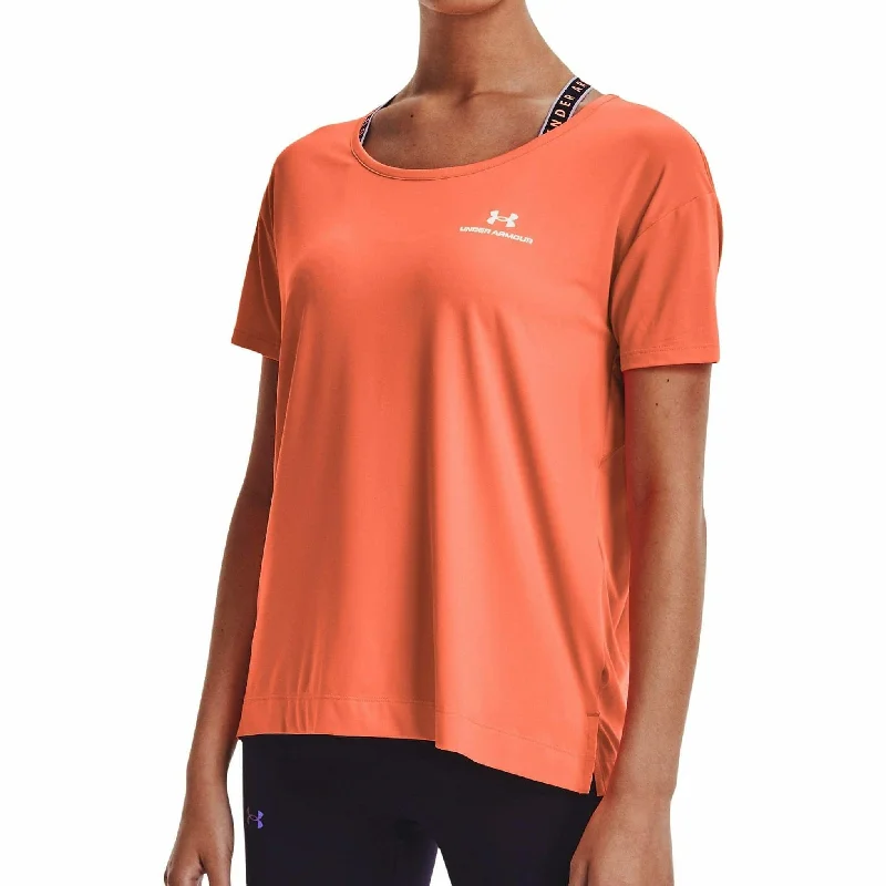 Women's Casual Wear Clothing Under Armour Rush Energy Core Short Sleeve Womens Training Top - Orange