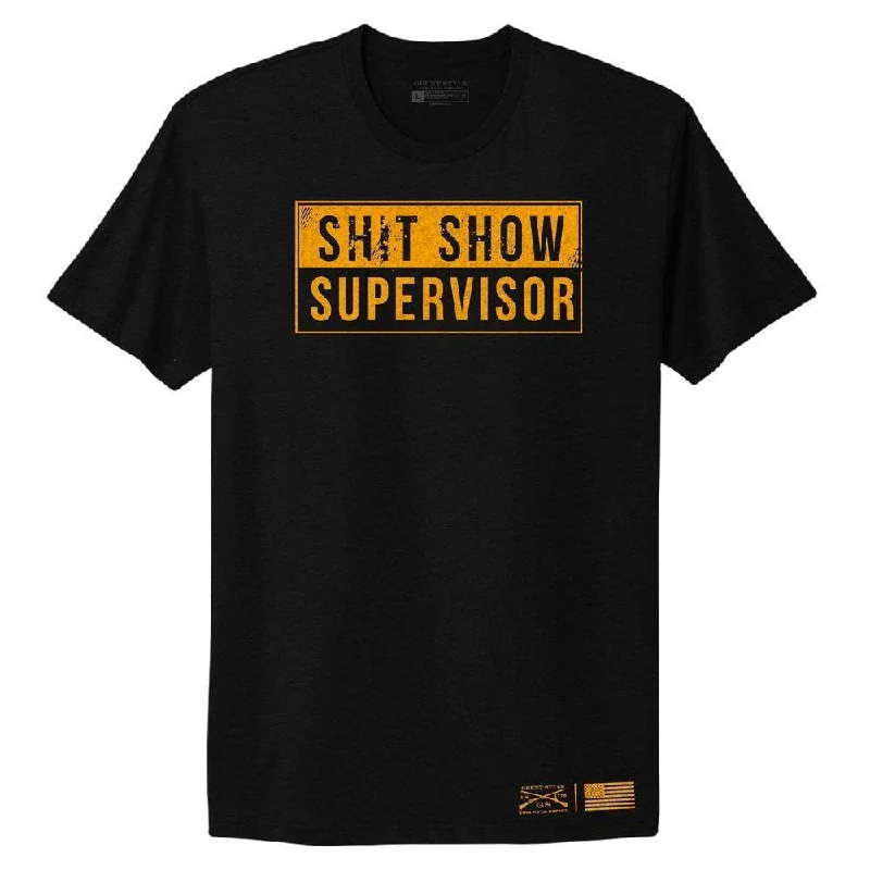 Women's Athletic Outfit Women's Sh*t Show Supervisor Boyfriend Fit T-Shirt - Black