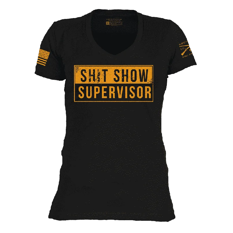 Stylish Outerwear Clothing For Women Women's Sh*t Show Supervisor V-Neck - Black