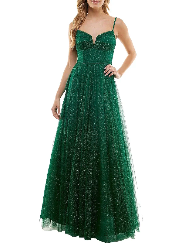 Women's Vintage Garments Juniors Womens Glitter Prom Evening Dress