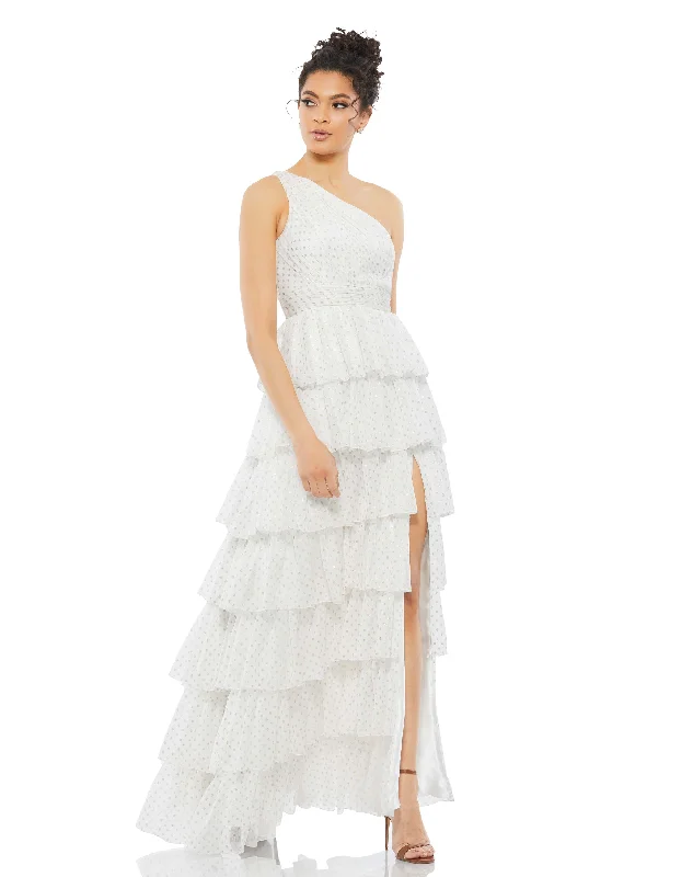 Chic Clothes For Women One Shoulder Ruffle Tiered Gown