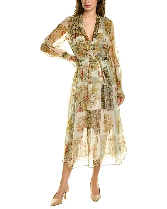 Women's Party Clothes Oscar de la Renta Patchwork Silk Tunic Dress