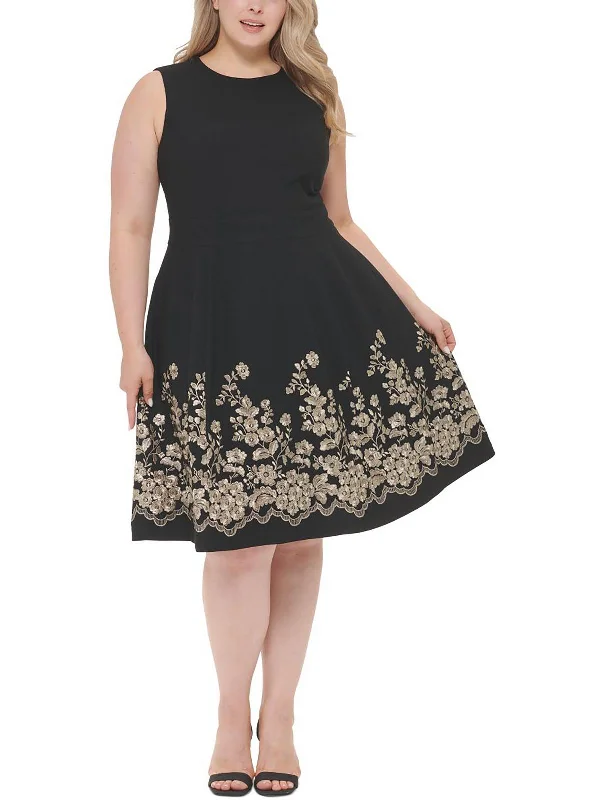 Women's Seasonal Apparel Plus Womens Embroidered Midi Cocktail and Party Dress