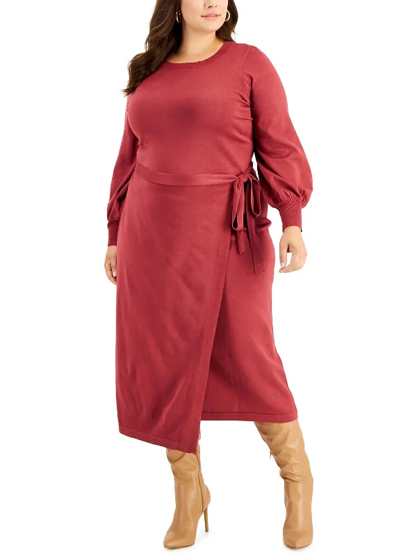 Women's Athletic Clothes Plus Womens Faux Wrap Long Sweaterdress