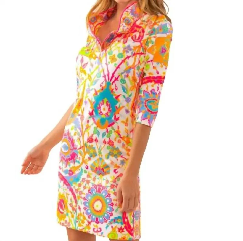 Women's Evening Clothing Ruffneck Dress - Magic Carpet In Brights