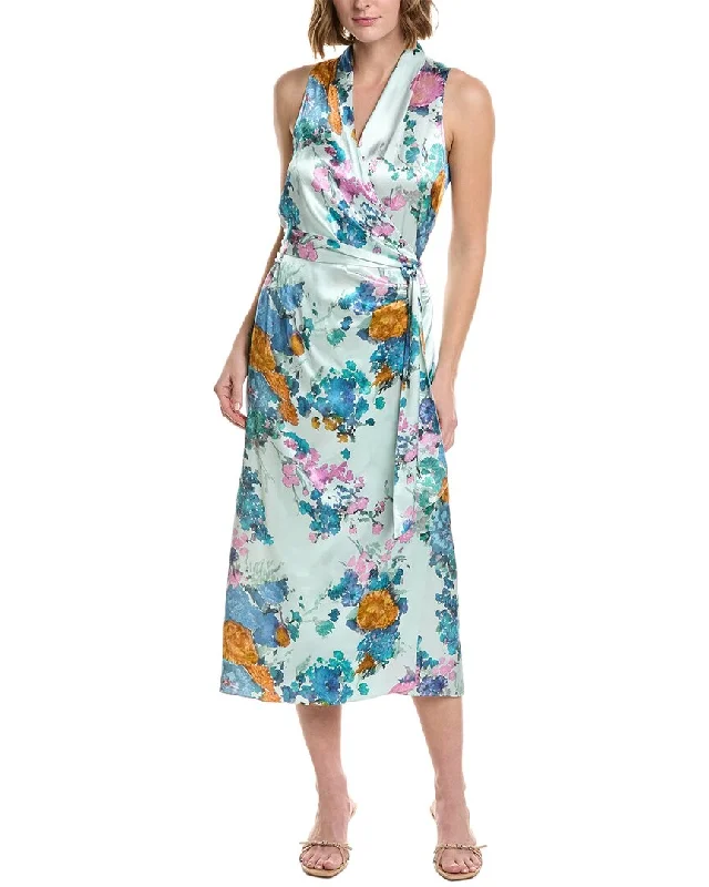 Women's Luxury Garments Vince Painted Bouquet Draped Wrap Dress