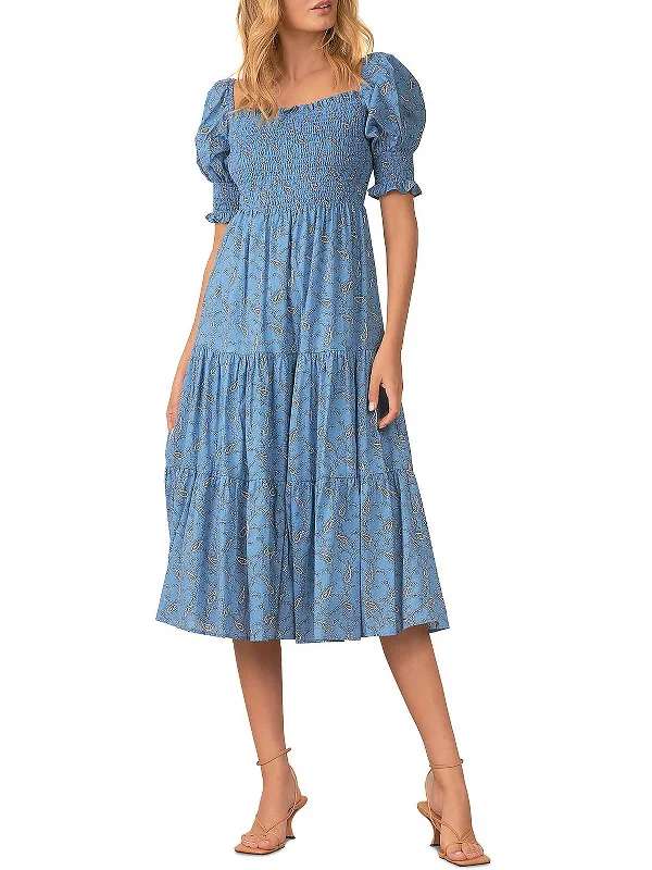 Women's Formal Clothes Womens Smocked Calf Midi Dress