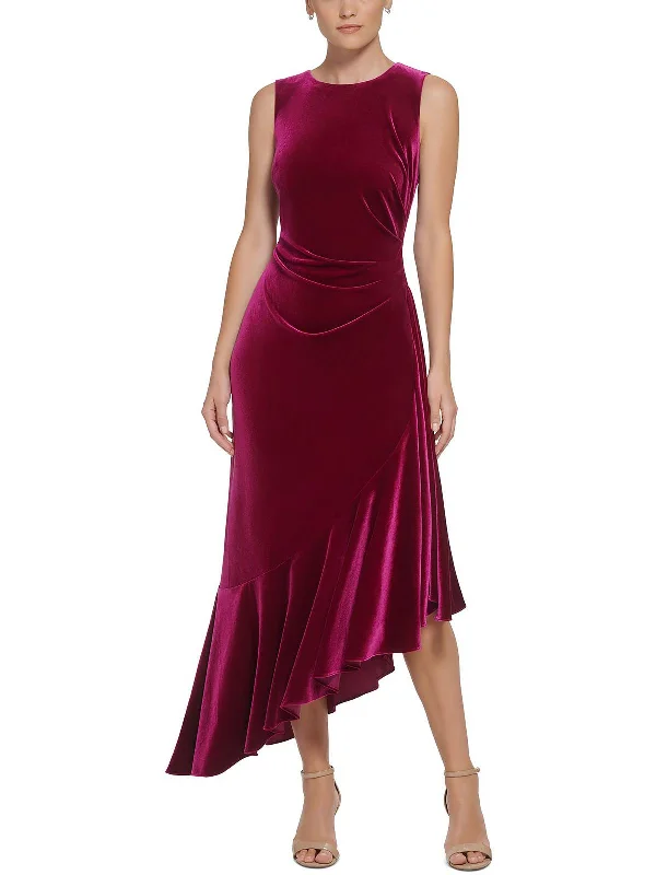 Women's Seasonal Clothes Womens Velvet Long Cocktail and Party Dress