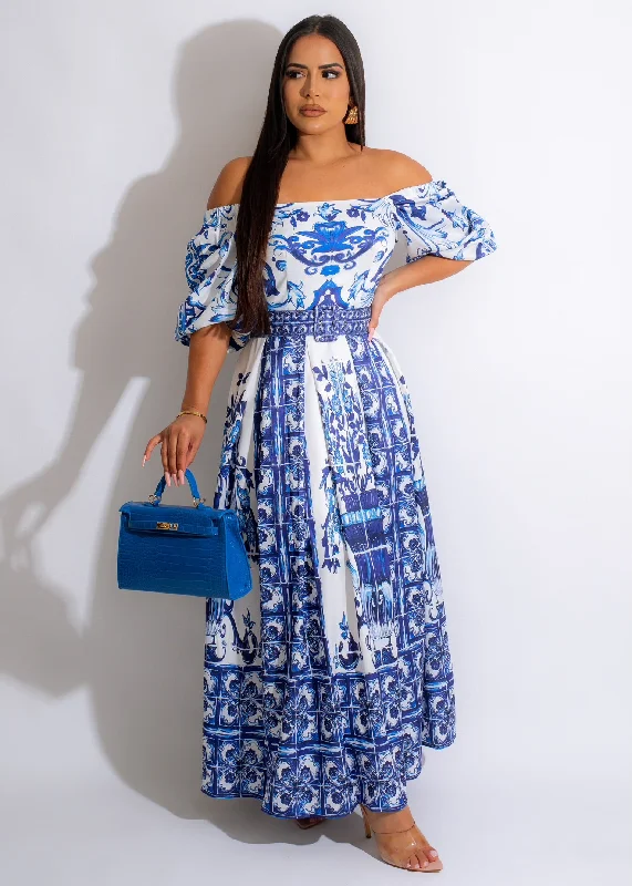 Women's Outfit For The Office Work Of Art Maxi Dress Blue