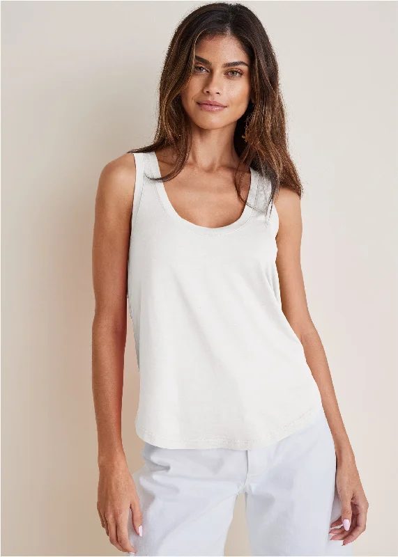 Chic Women's Attire Scoop Neck Tank - Off White