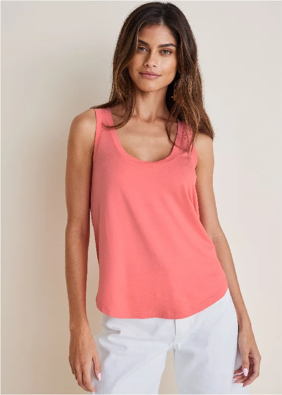 Tailored Clothing For Women Scoop Neck Tank - Coral