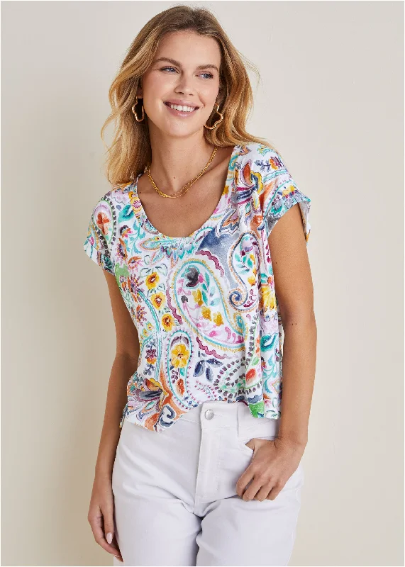 Classic Women's Apparel Scoop Neck Tee - Fiesta Floral