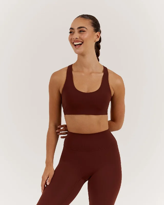 Sustainable Women's Apparel LUXE TESSA BRA - CHOCOLATE